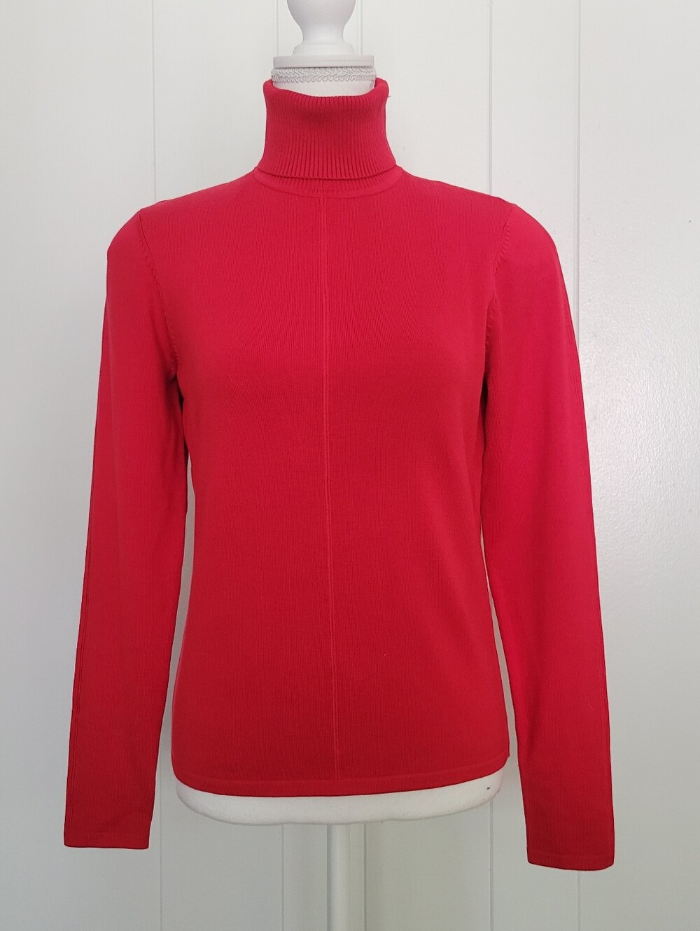 Carlisle Silk Blend Turtleneck Sweater Pullover Red Long Sleeve Holiday Nylon SM